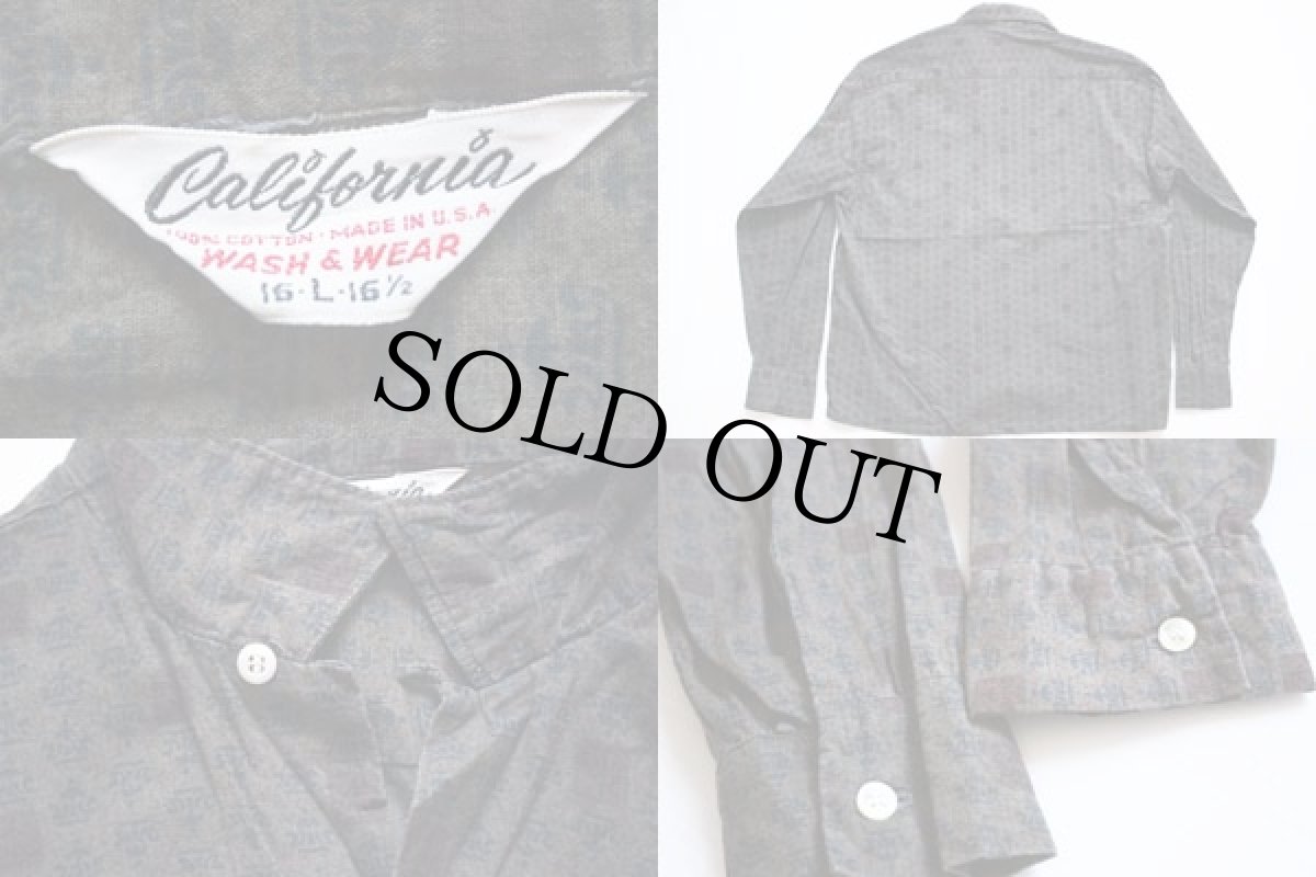 画像3: 60s USA製 California 総柄 コットンシャツ L (3)