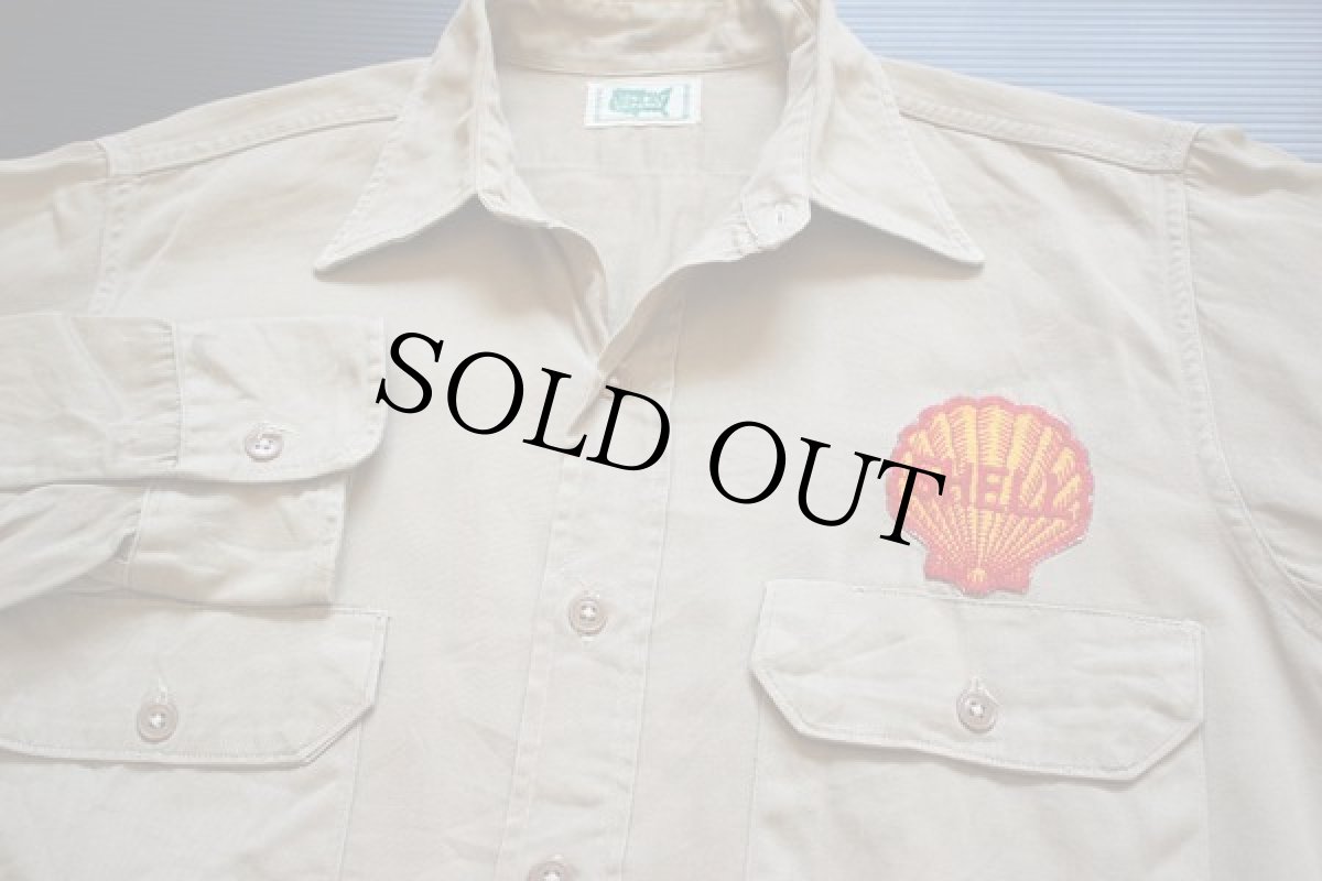 画像2: 50s LION-BILT SHELL パッチ付き ワークシャツ 15 (2)