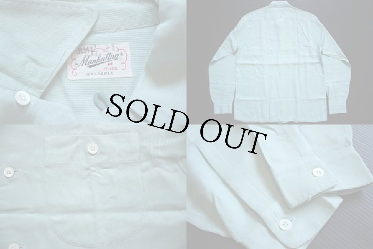 画像3: 50s Manhattan レーヨン オープンカラーシャツ ティファニーブルー M (3)