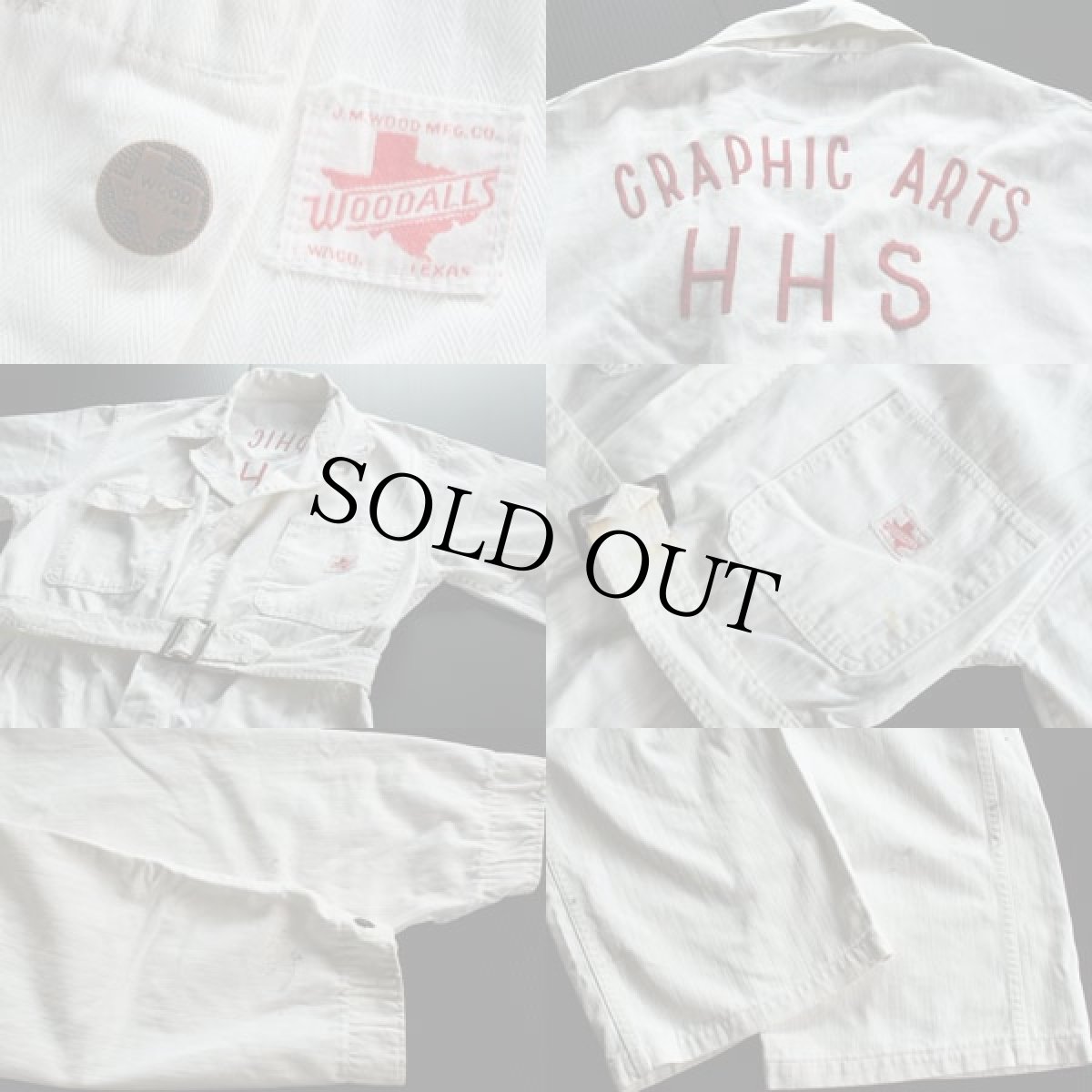 画像2: 50s WOODALLS 刺繍入り HBT ヘリンボーンツイル オールインワン★つなぎ (2)