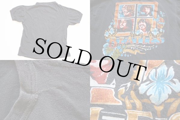 70s BEATESビートルズ FOREVER パキ綿 Tシャツ 黒 - Sixpacjoe Web Shop