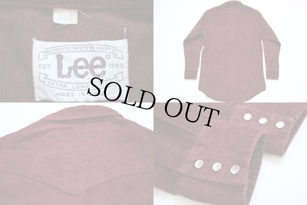 画像3: 70s USA製 Leeリー コーデュロイ ウエスタンシャツ バーガンディ (3)