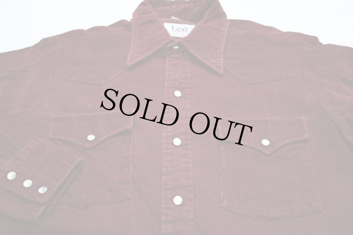 画像2: 70s USA製 Leeリー コーデュロイ ウエスタンシャツ バーガンディ (2)