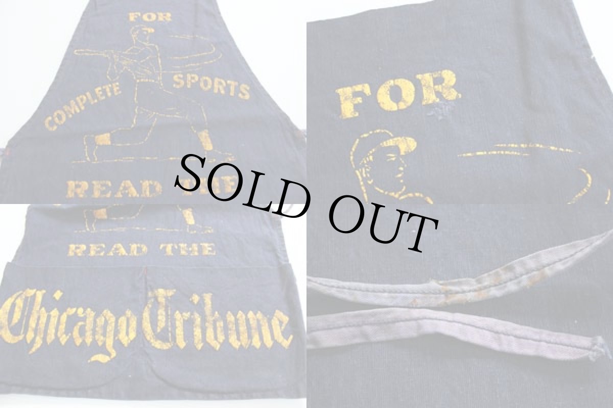 画像3: ビンテージ Chicago Tribune キャンバス エプロン 紺★ニュースペーパー (3)
