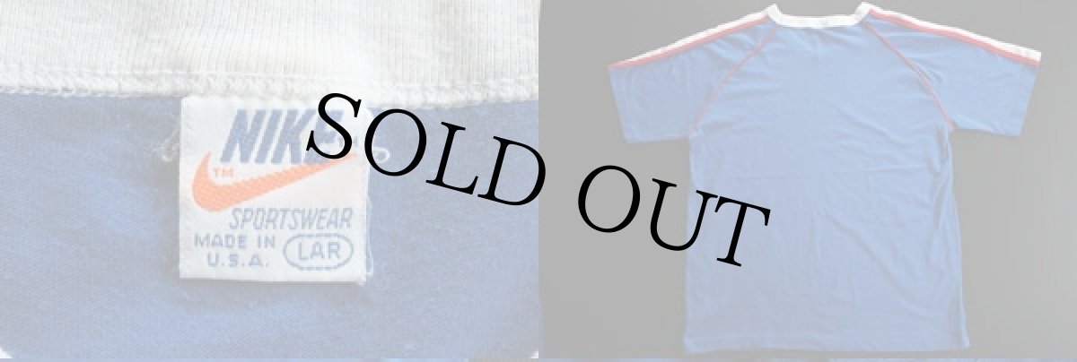 画像3: 70s USA製 NIKEナイキ Vネック Tシャツ 青 L (3)