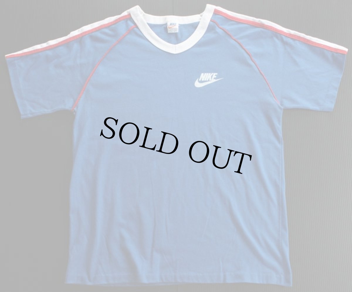 画像2: 70s USA製 NIKEナイキ Vネック Tシャツ 青 L (2)