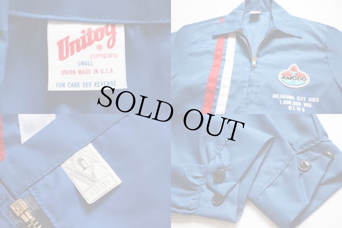 画像3: 70s USA製 Unitog AMOCO パッチ付き ナイロンジャケット 青 S (3)