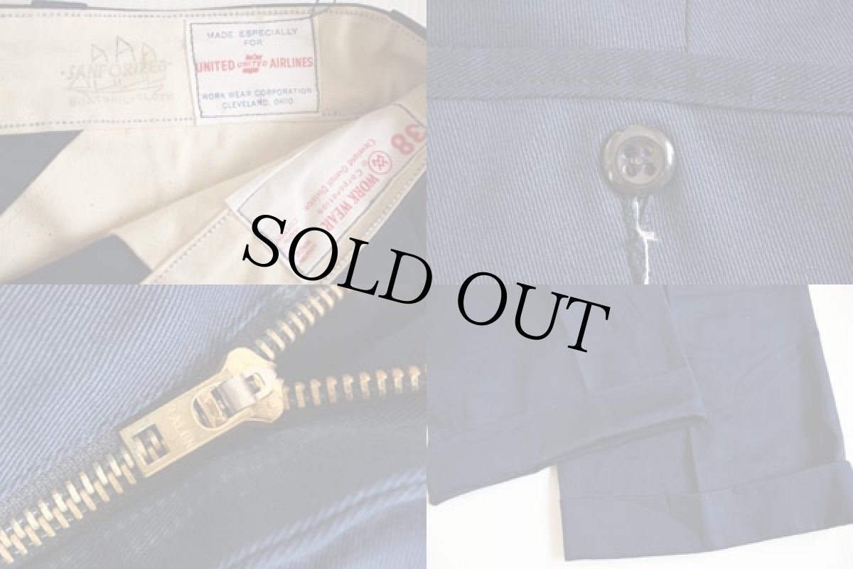 画像3: 60s USA製 UNITED AIR LINES ワークパンツ 紺 38 (3)