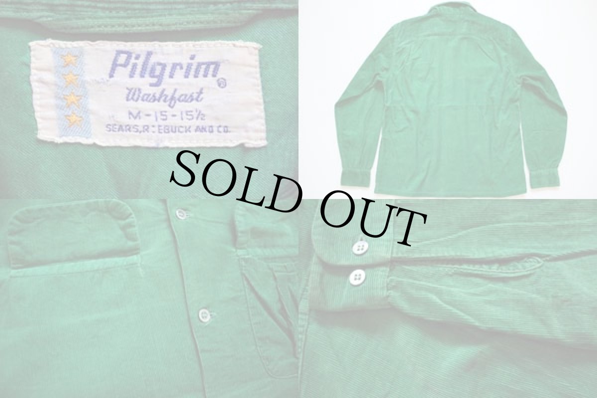 画像3: 50s SEARS Pilgrimピルグリム コーデュロイシャツ 緑 M (3)