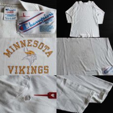 画像3: 80s USA製 Championチャンピオン NFL MINNESOTA VIKINGS フットボールTシャツ 白 L (3)