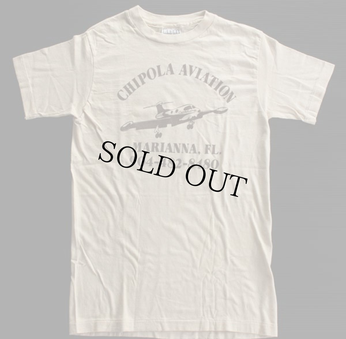 画像2: 80s USA製 CHIPOLA AVIATION 飛行機 染み込みプリント コットンTシャツ S (2)