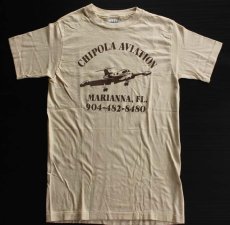 画像2: 80s USA製 CHIPOLA AVIATION 飛行機 染み込みプリント コットンTシャツ S (2)