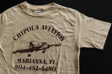 画像1: 80s USA製 CHIPOLA AVIATION 飛行機 染み込みプリント コットンTシャツ S (1)