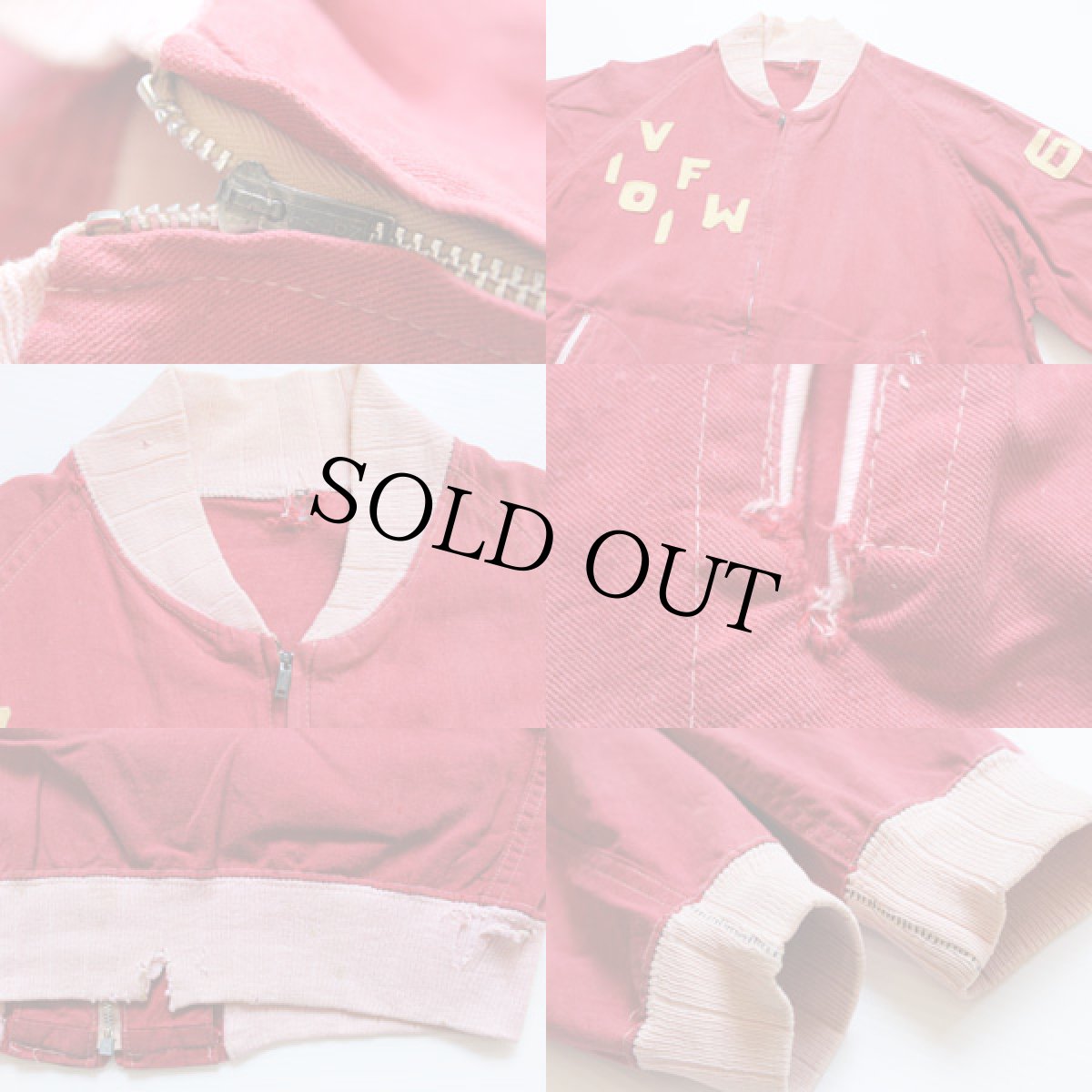 画像3: 40s フェルトパッチ 針抜きリブ ツートン コットンジャケット (3)