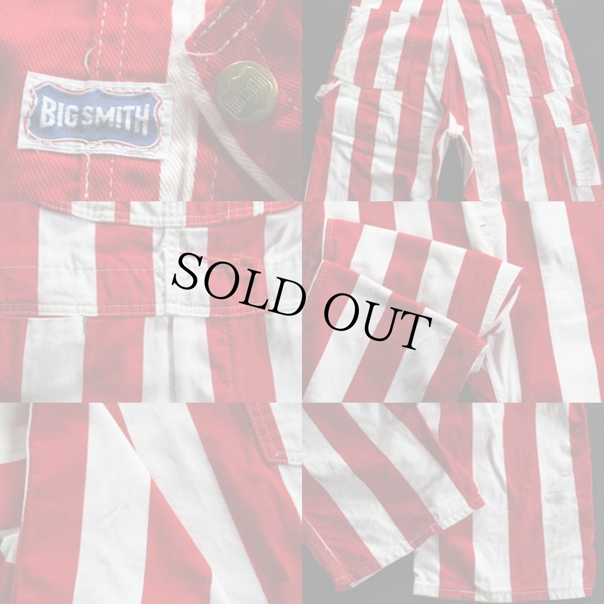 画像3: 70s BIG SMITHビッグスミス 紅白ストライプ オーバーオール (3)