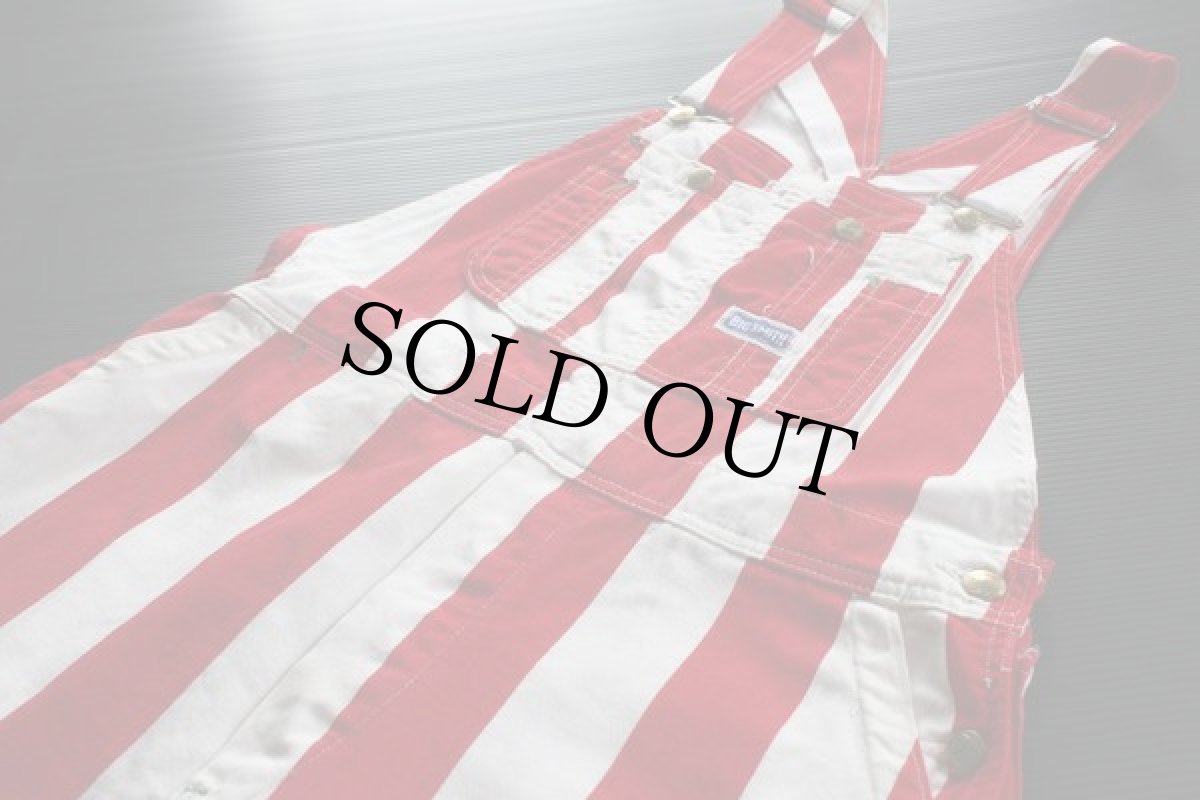 画像2: 70s BIG SMITHビッグスミス 紅白ストライプ オーバーオール (2)