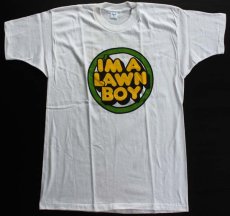 画像2: デッドストック★70s ARTEX LAWN BOY 両面 染み込みプリント コットンTシャツ 白 L (2)