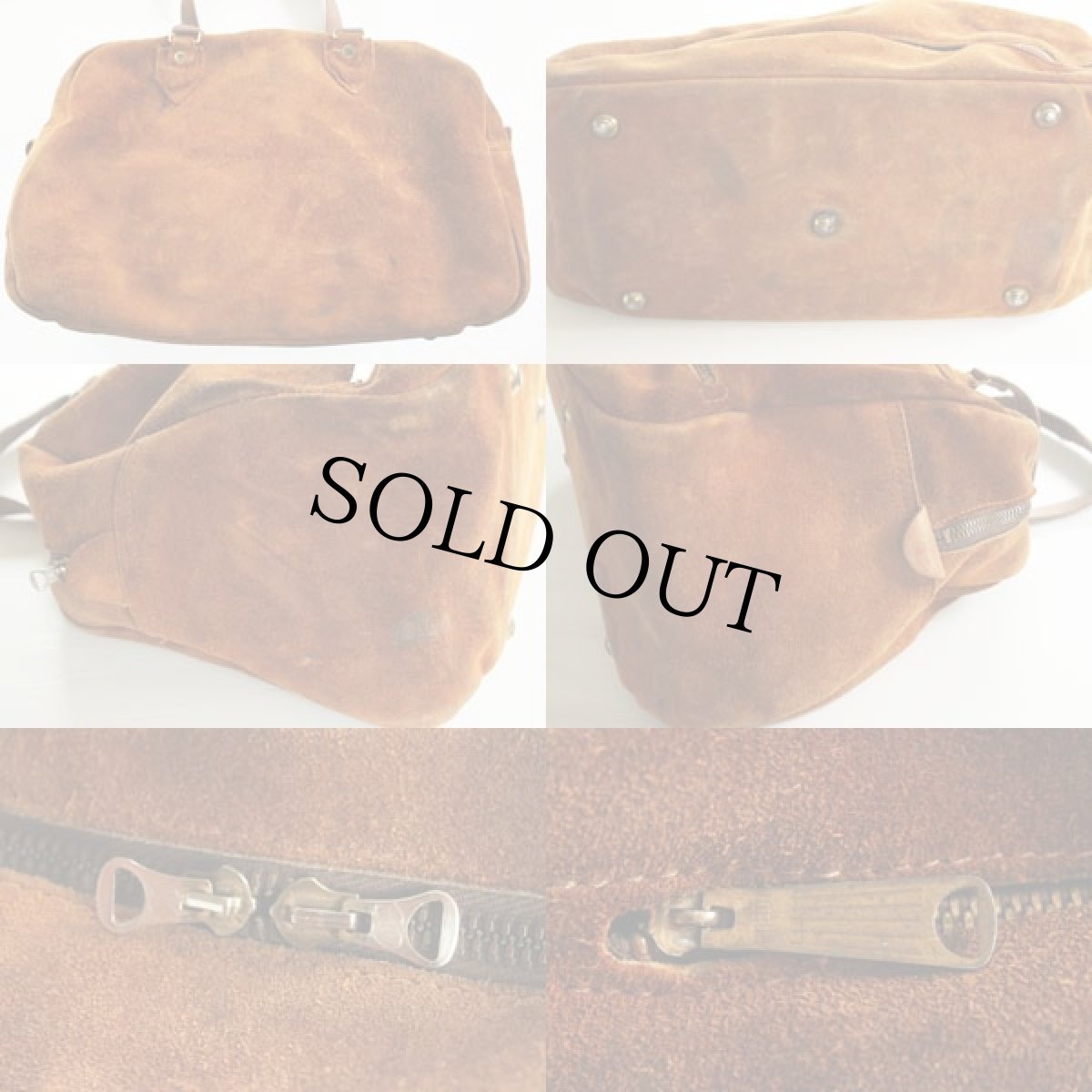 画像2: 70s スエード レザー ボストンバッグ 茶 (2)