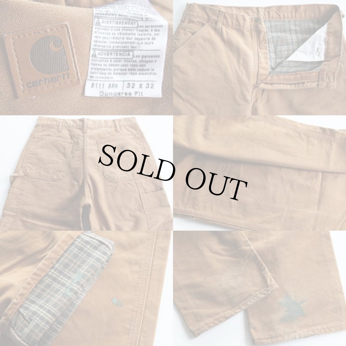 画像3: USA製 carharttカーハート チェック ネルライナー ダック地 ペインターパンツ w32 (3)