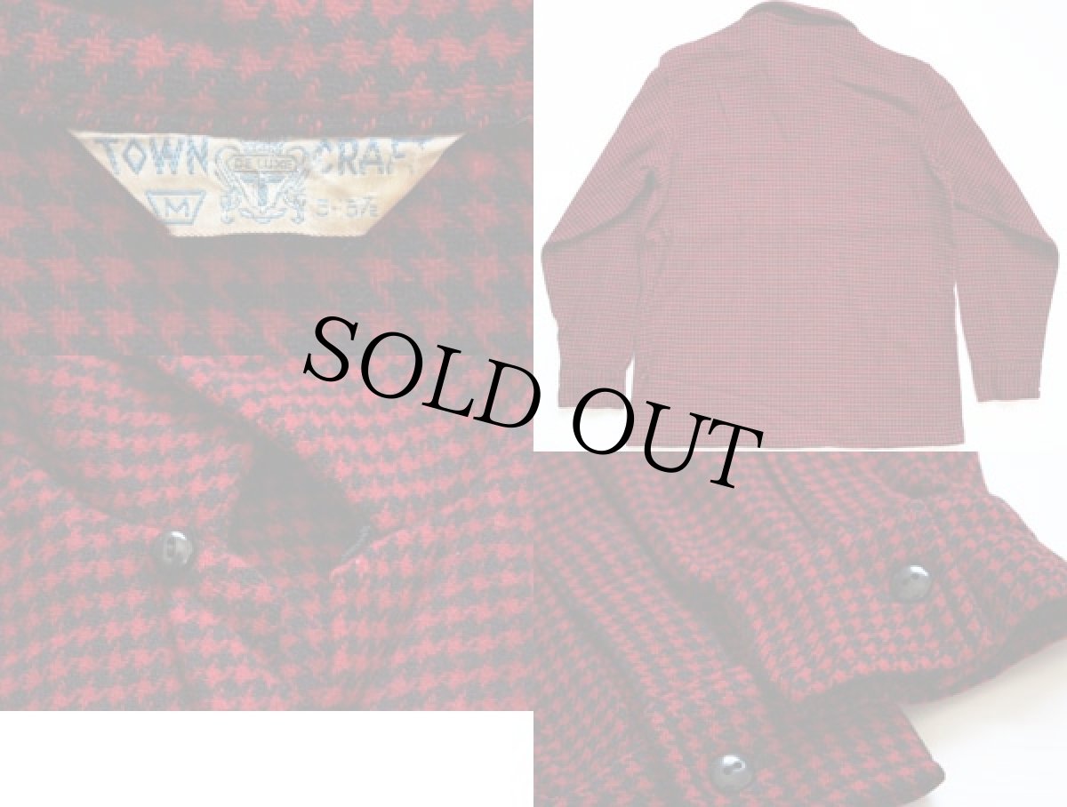 画像3: 50s TOWNCRAFT 千鳥格子 ウール オープンカラーシャツ M (3)