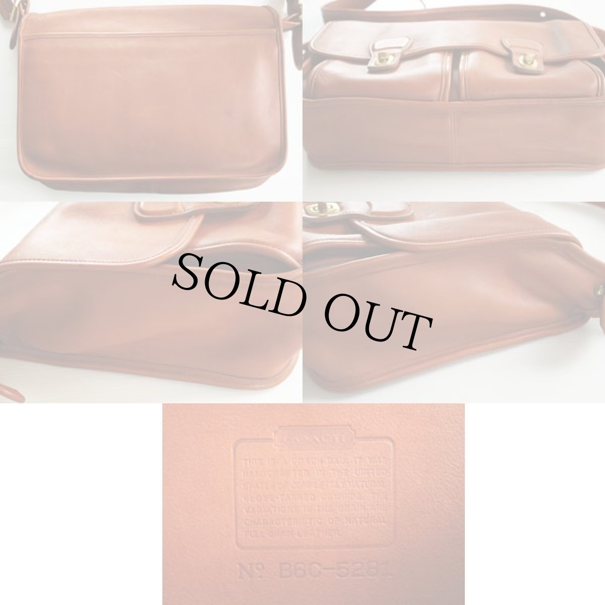 画像2: USA製 COACH オールド コーチ レザー ショルダーバッグ 茶★5281 (2)