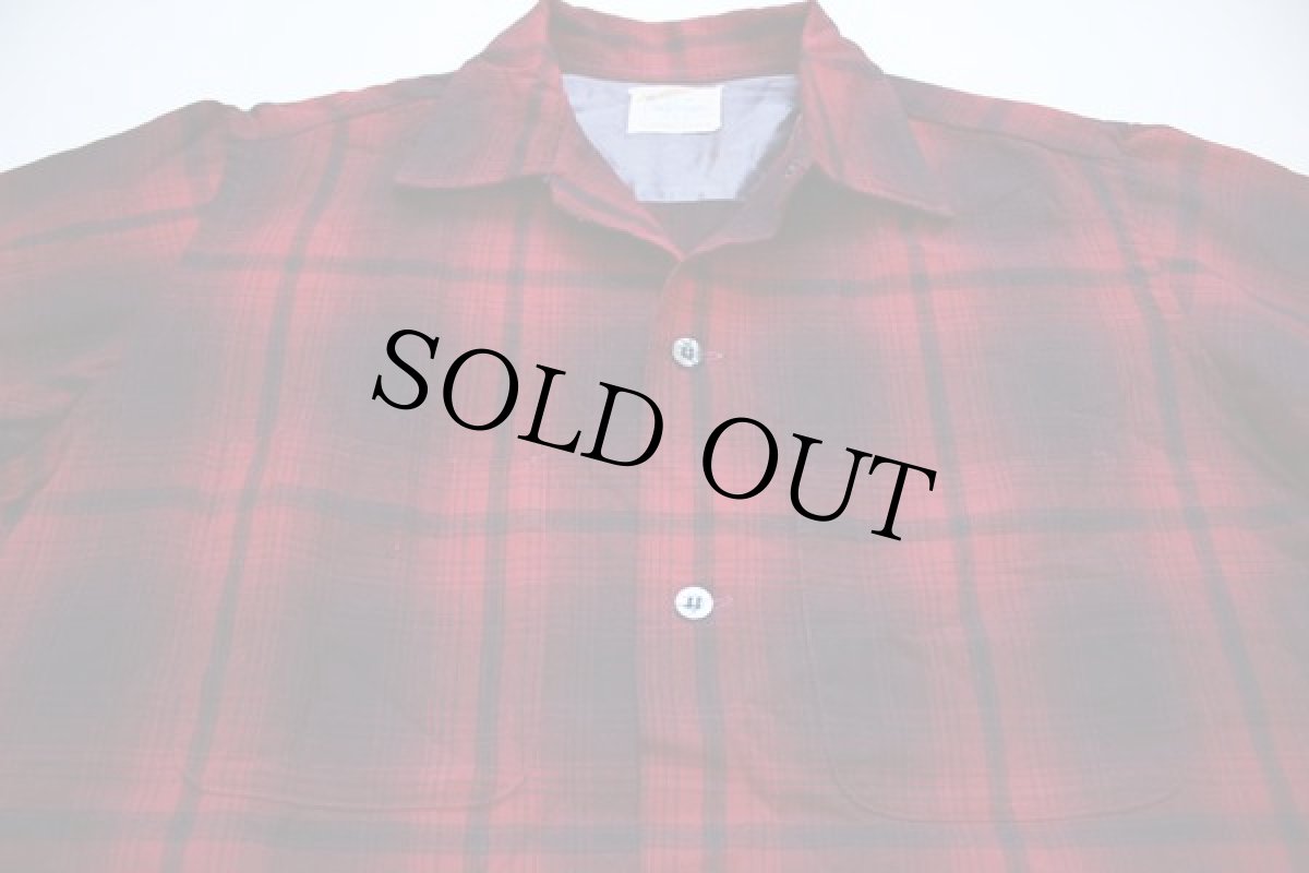 画像2: 50s needles of California オンブレチェック ウール オープンカラーシャツ M (2)