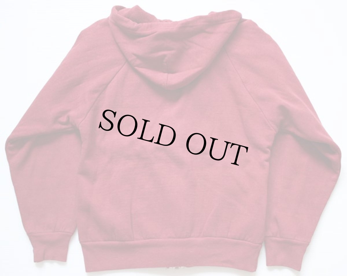 画像2: 70s UNKNOWN 裏サーマル スウェット ジップパーカー バーガンディ (2)