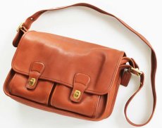 画像1: USA製 COACH オールド コーチ レザー ショルダーバッグ 茶★5281 (1)