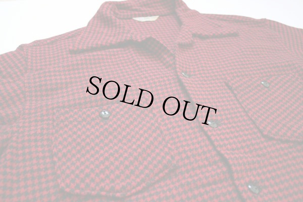 画像2: 50s TOWNCRAFT 千鳥格子 ウール オープンカラーシャツ M (2)