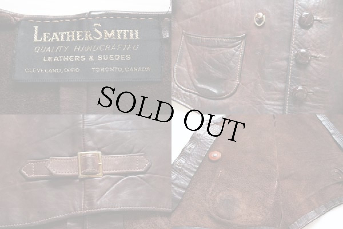 画像3: 70s LEATHER SMITH ハンドクラフト レザーベスト (3)