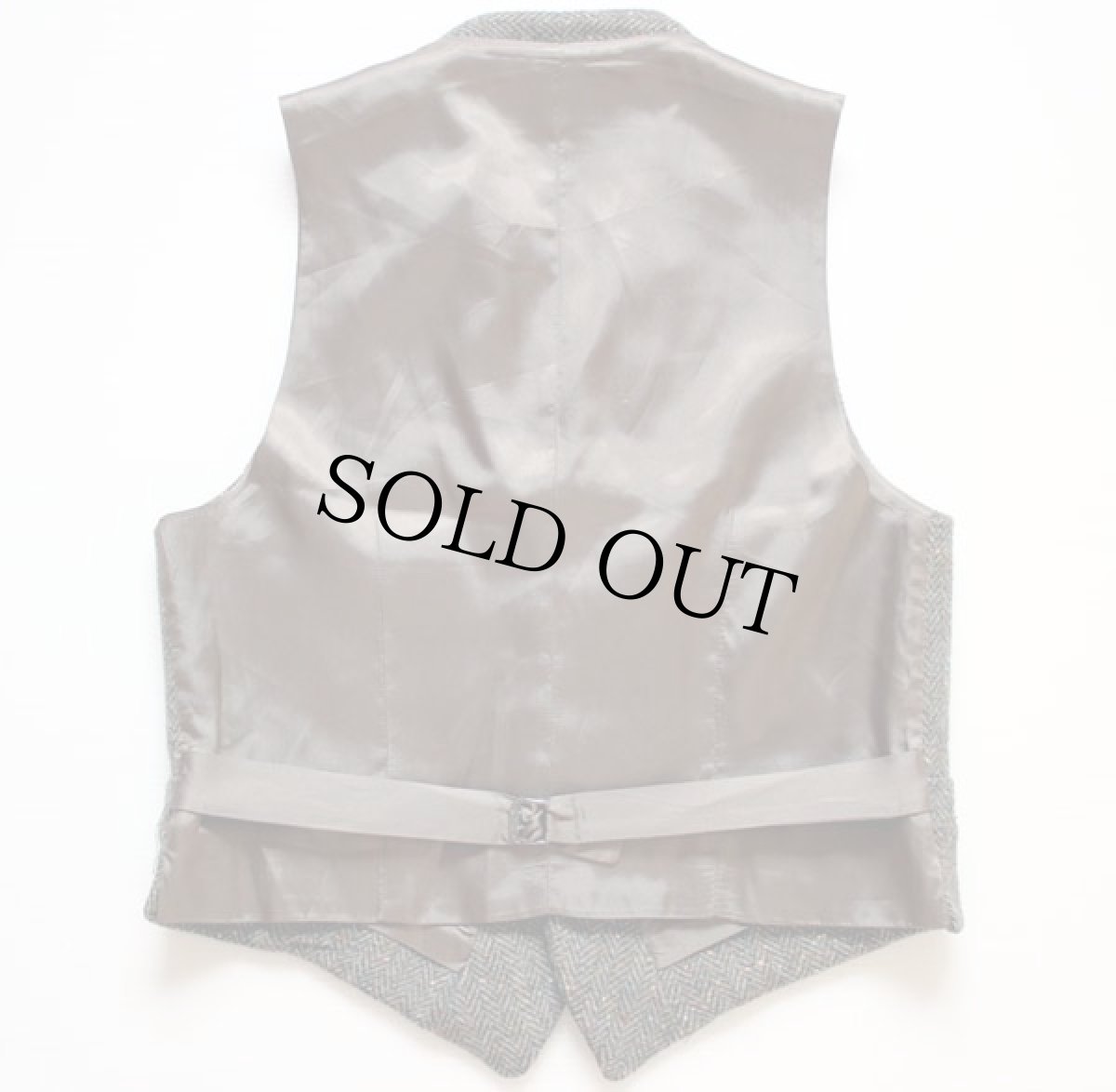 画像2: 80s ラルフローレン シンチバック ヘリンボーン ツイード ウールベスト (2)