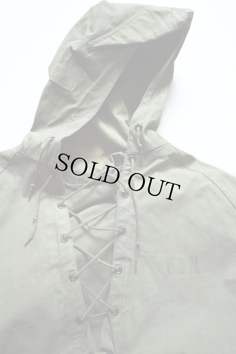 画像2: 40s 米軍 U.S.NAVY N-2 デッキ レインパーカー オリーブドラブ S (2)