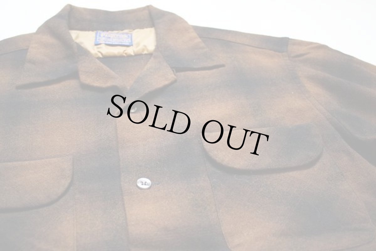 画像2: 60s PENDLETONペンドルトン オンブレチェック ウール オープンカラーシャツ L (2)