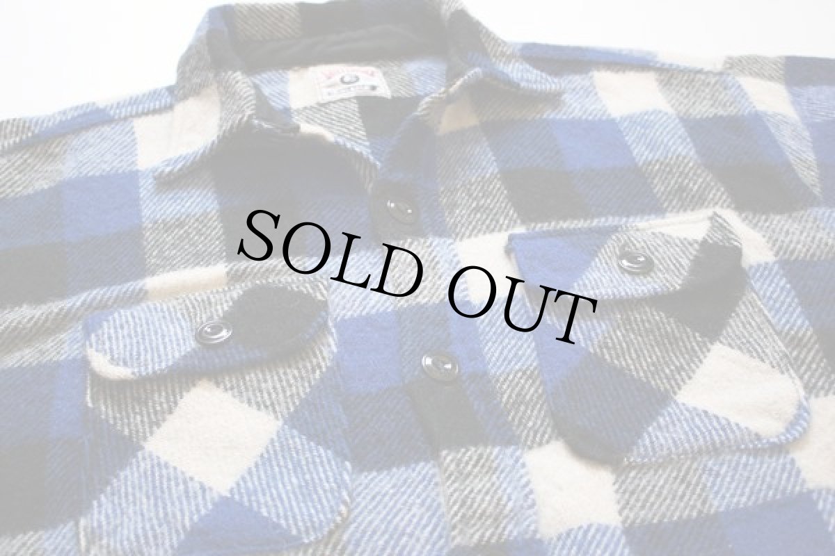 画像2: 50s CHILL CHASER BLUE TOP チェック ウールシャツ 青×黒 (2)