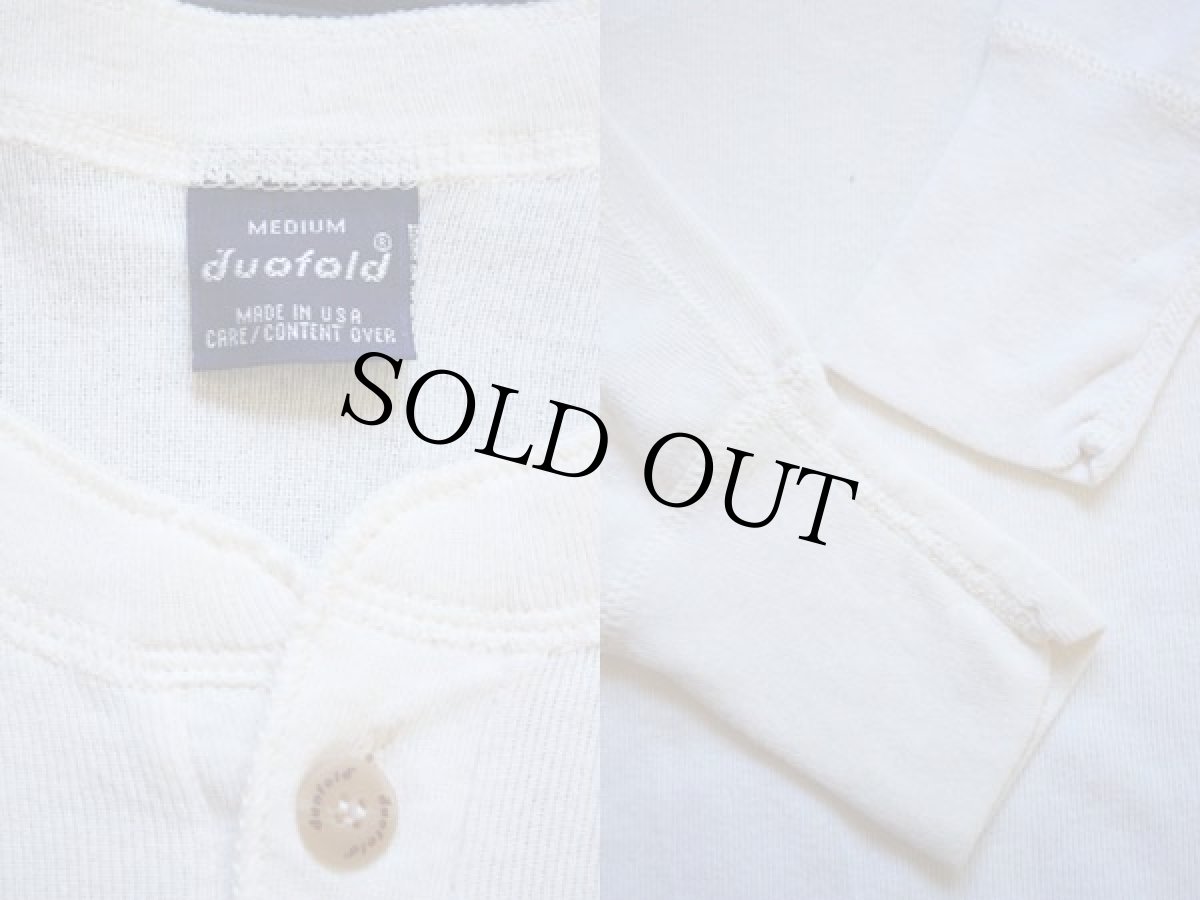 画像3: 90s USA製 duofold ヘンリーネック コットン サーマルシャツ M (3)