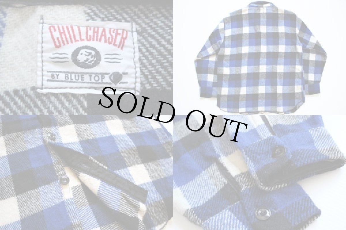 画像3: 50s CHILL CHASER BLUE TOP チェック ウールシャツ 青×黒 (3)