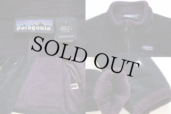 00s USA製 patagoniaパタゴニア R4 フリースジャケット 黒 L☆刺繍ロゴ