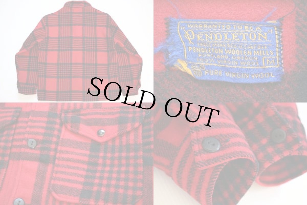 画像3: 60s PENDLETONペンドルトン チェック ウールジャケット 赤×黒 (3)