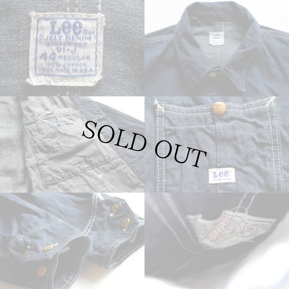 画像3: 60s USA製 Leeリー 91-J JELT DENIMジェルトデニム カバーオール 44R (3)