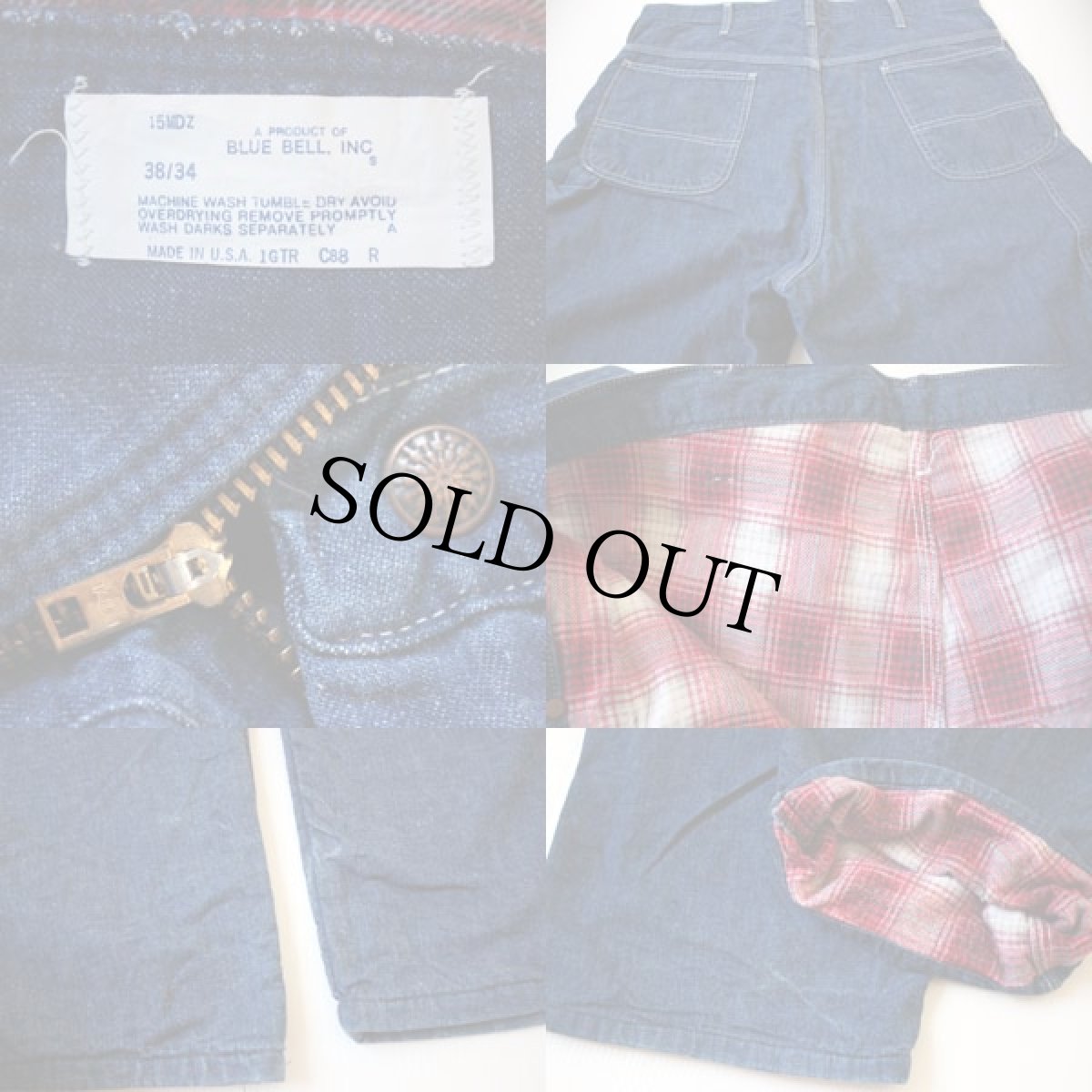 画像3: 70s BLUE BELL ネルライナー デニムペインターパンツ w38 (3)