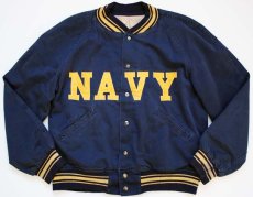 画像1: 50s Eddie Leonard NAVY パッチ付き コットン スタジャン 紺 (1)