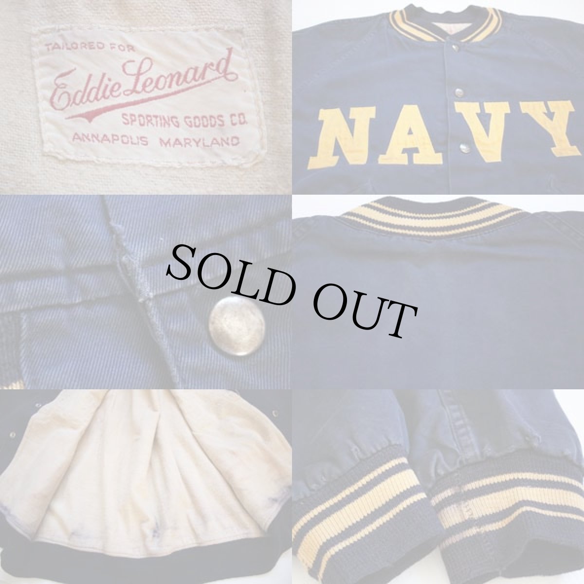 画像3: 50s Eddie Leonard NAVY パッチ付き コットン スタジャン 紺 (3)