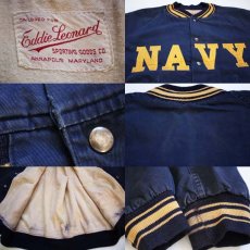 画像3: 50s Eddie Leonard NAVY パッチ付き コットン スタジャン 紺 (3)