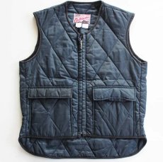 画像1: 70s USA製 LeeリーOuterwear ナイロン キルティング ライナーベスト 紺 (1)