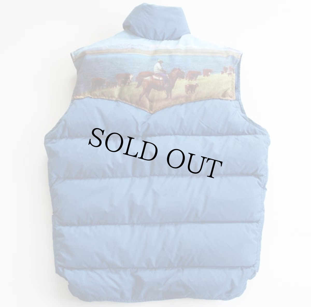 画像2: 70s USA製 miller フォトプリント ダウンベスト 青 S★転写 (2)