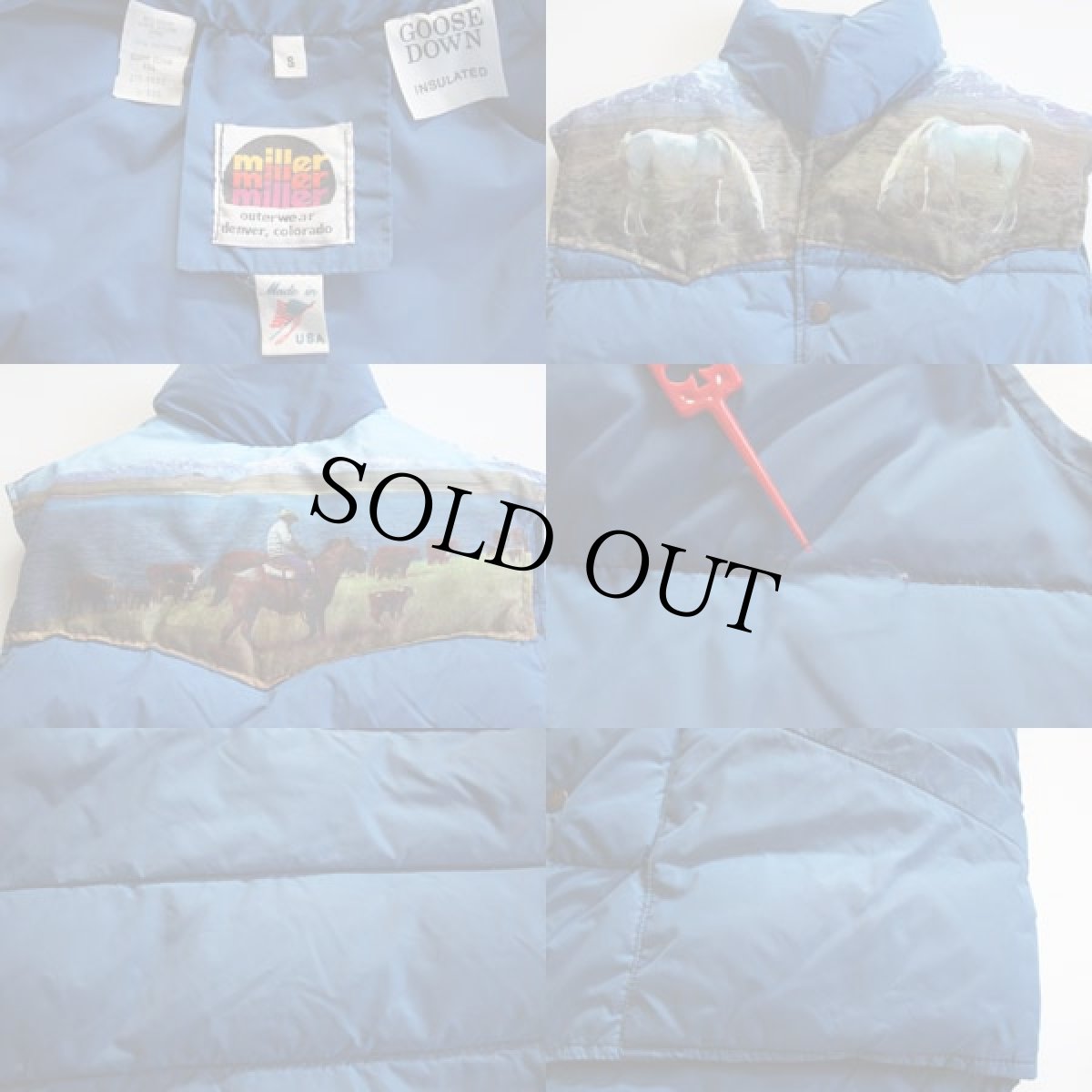 画像3: 70s USA製 miller フォトプリント ダウンベスト 青 S★転写 (3)