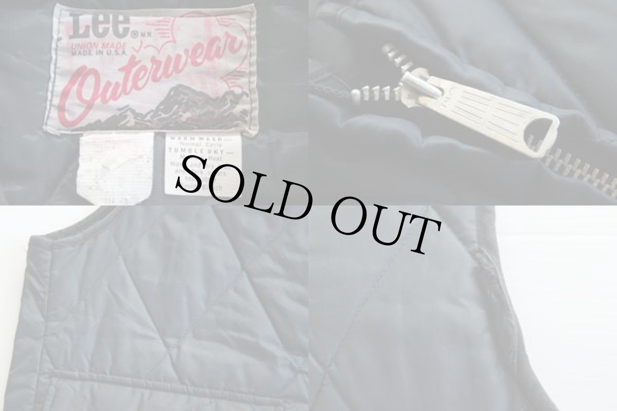 画像3: 70s USA製 LeeリーOuterwear ナイロン キルティング ライナーベスト 紺 (3)