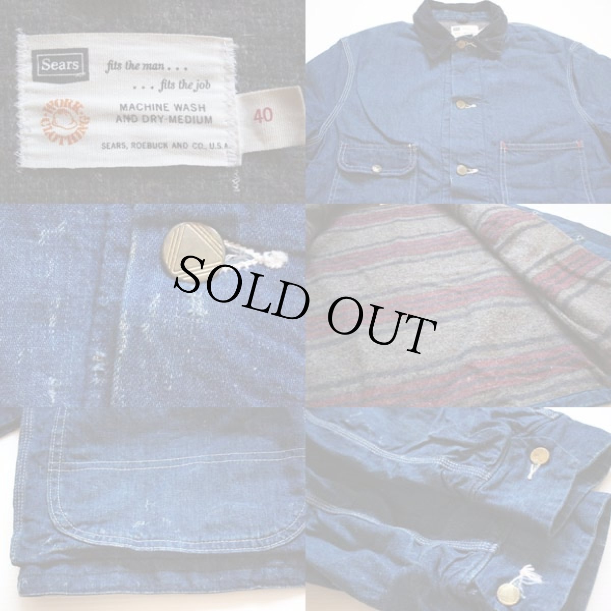 画像3: 60s Sears ライナー付き デニム カバーオール 40 (3)