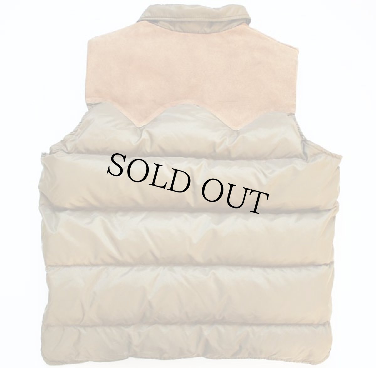 画像2: 70s Woolrichウールリッチ レザー ヨーク切り替え ダウンベスト L 茶系 (2)