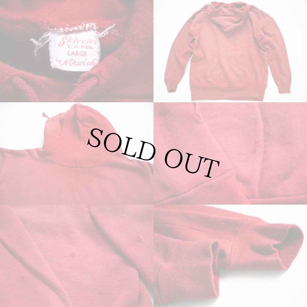 画像3: 60s Norwich コットン スウェットパーカー 赤 L (3)